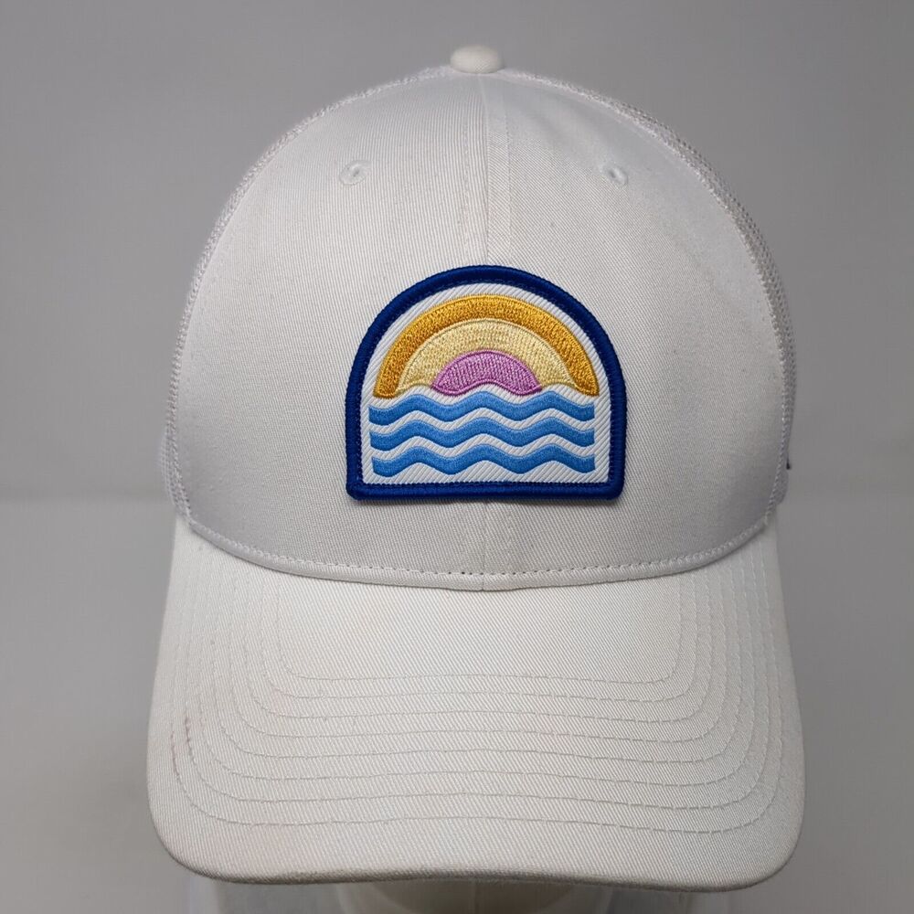 Sunset Waves Patch Snapback Trucker Hat White One… - image 2